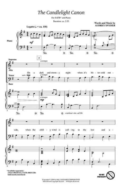 Audrey Snyder The Candlelight Canon Gemischter Chor mit Begleitung