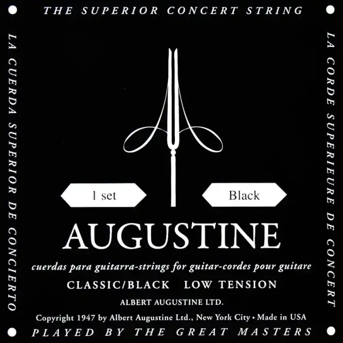 Augustine Black Label snarenset klassiek, clear nylon trebles & silverplated basses, low tension