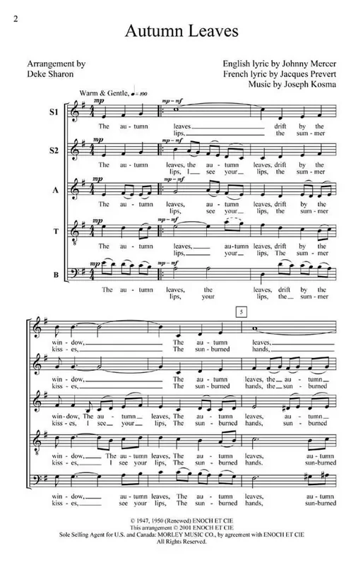 Autumn Leaves (Arr. Deke Sharon) Gemischter Chor A cappella