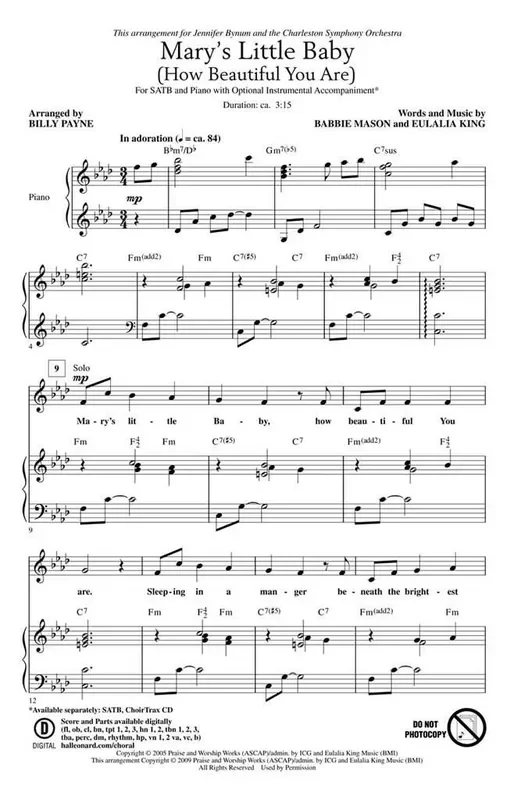 Babbie Mason Mary‘s Little Baby (Arr. Billy Payne) Gemischter Chor mit Begleitung