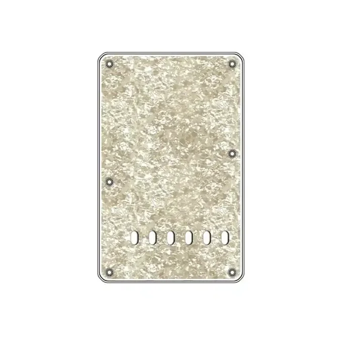 Back plate, string spacing 11,2mm, pearl white, 4 ply, standard Strat, 86x138mm
