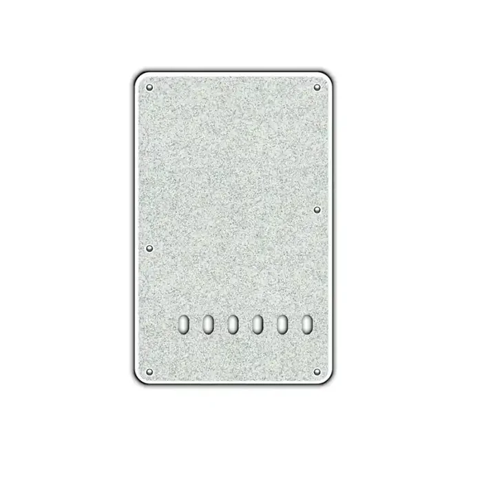 Back plate, string spacing 11,2mm, sparkling silver, 2 ply, standard Strat, 86x138mm