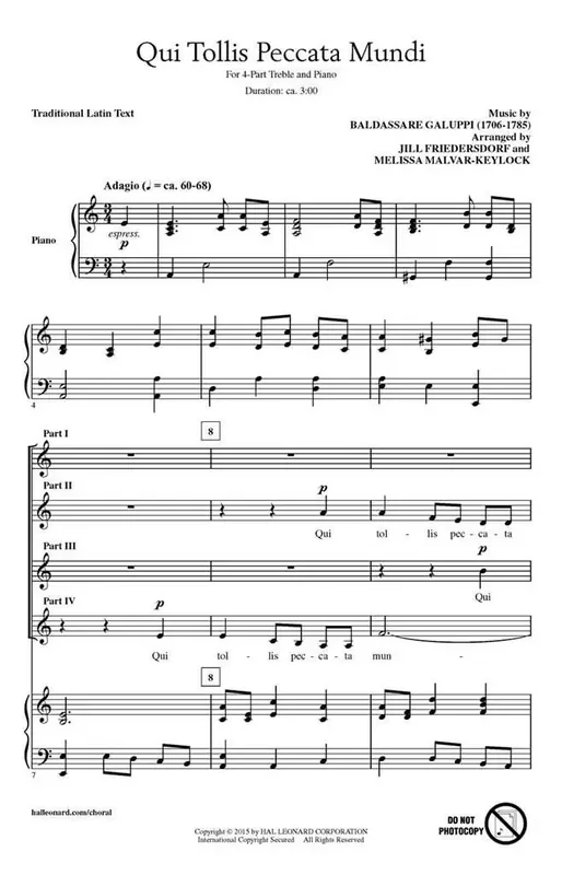 Baldassare Galuppi Qui Tollis Peccata Mundi (Arr. Jill Friedersdorf) Frauenchor mit Begleitung