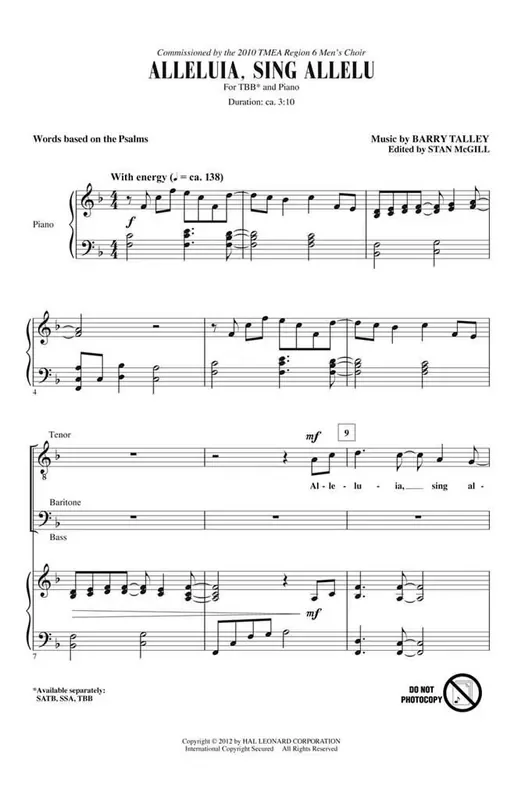 Barry Talley Alleluia, Sing Allelu Männerchor mit Begleitung