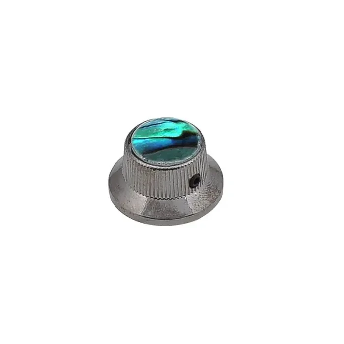 Bell knob with abalone inlay, black nickel