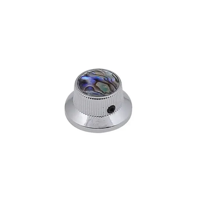 Bell knob with abalone inlay, chrome