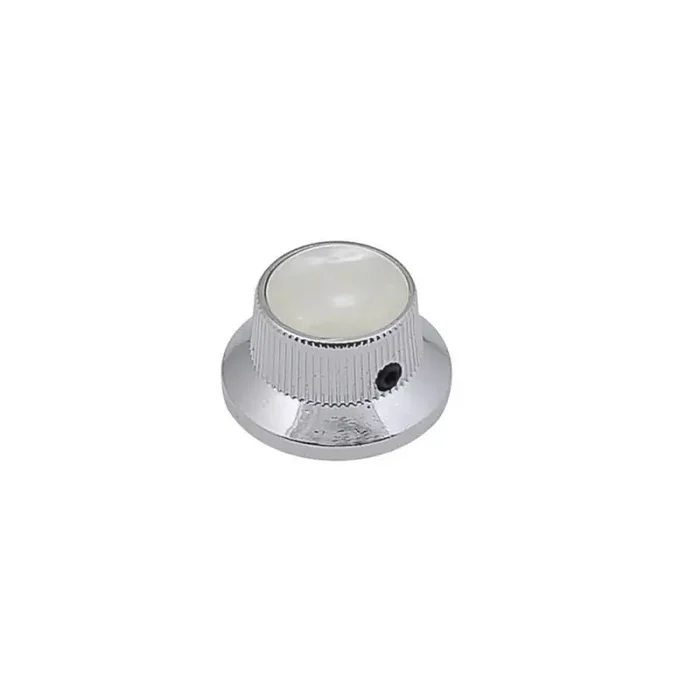 Bell knob with pearloid inlay, chrome