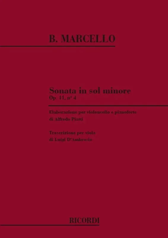 Benedetto Marcello Sonata In Sol Min. Op. 11 N. 4 Viola mit Begleitung