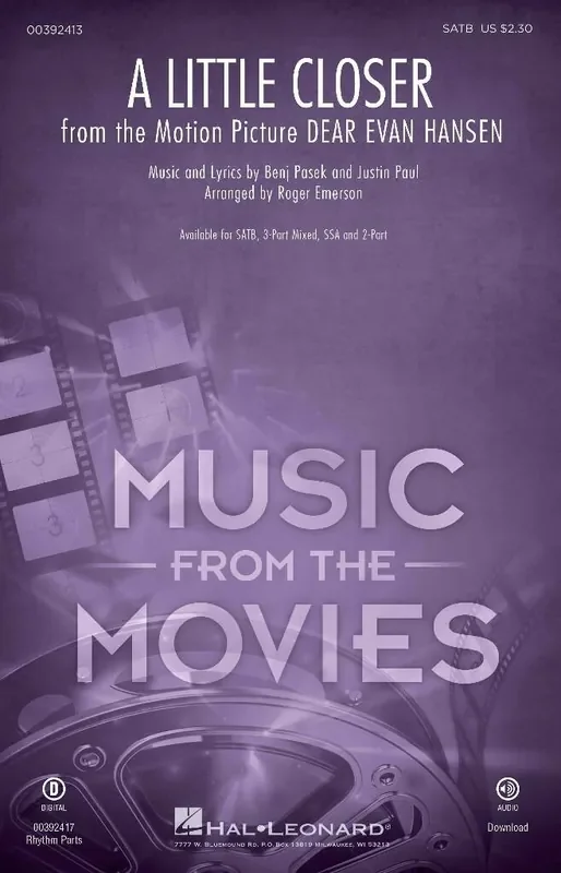 Benj Pasek A Little Closer (Arr. Roger Emerson) Gemischter Chor mit Begleitung