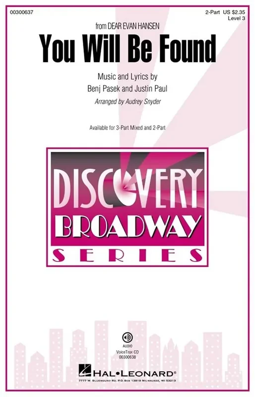 Benj Pasek You Will Be Found (from Dear Evan Hansen) (Arr. Audrey Snyder) Frauenchor mit Begleitung