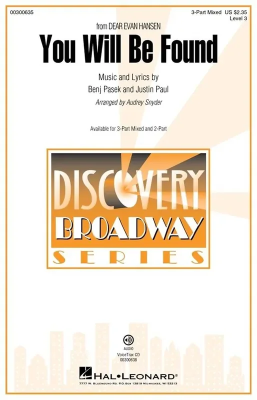 Benj Pasek You Will Be Found (from Dear Evan Hansen) (Arr. Audrey Snyder) Gemischter Chor mit Begleitung