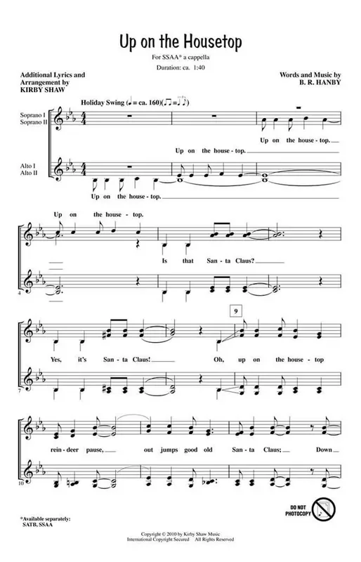 Benjamin Hanby Up on the Housetop (Arr. Kirby Shaw) Frauenchor A cappella