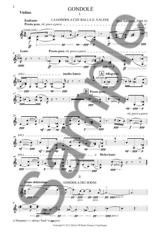 Bent Sørensen Gondole for String Trio Streichtrio