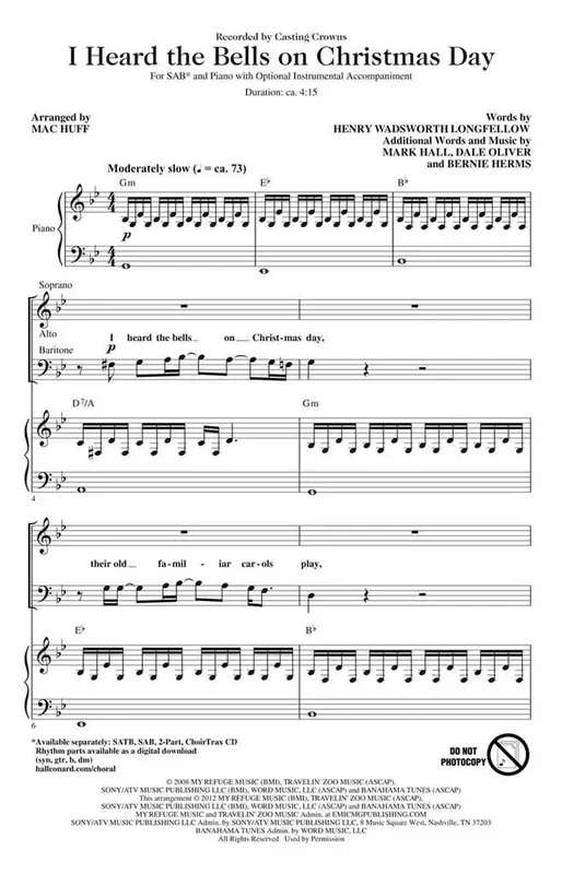 Bernie Herms I Heard the Bells On Christmas Day (Arr. Mac Huff) Gemischter Chor mit Begleitung