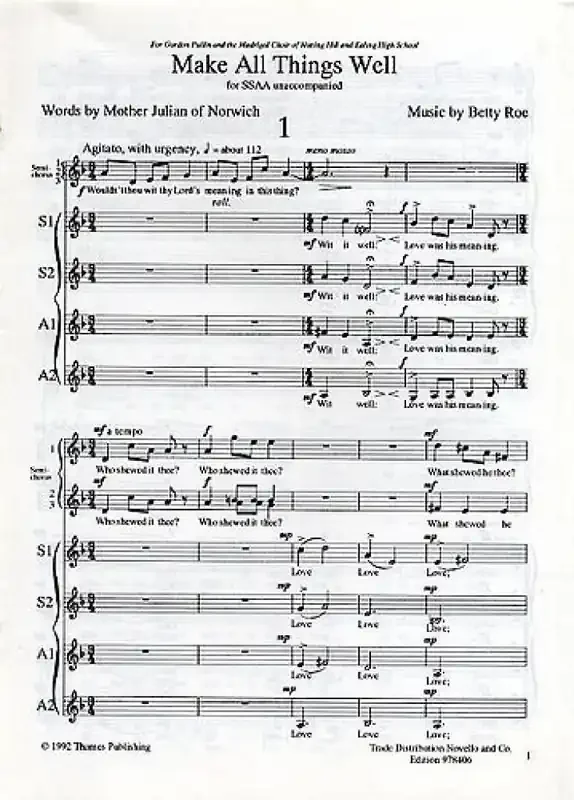 Betty Roe Make All Things Well Frauenchor mit Begleitung