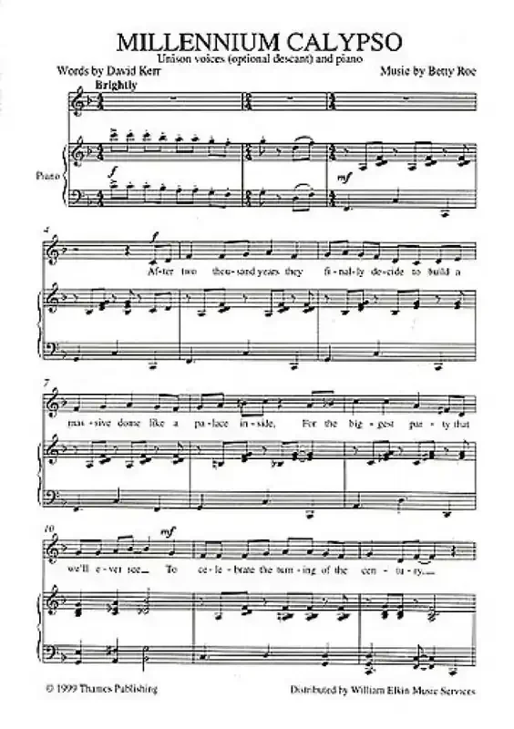 Betty Roe Millennium Calypso Gemischter Chor mit Klavier/Orgel