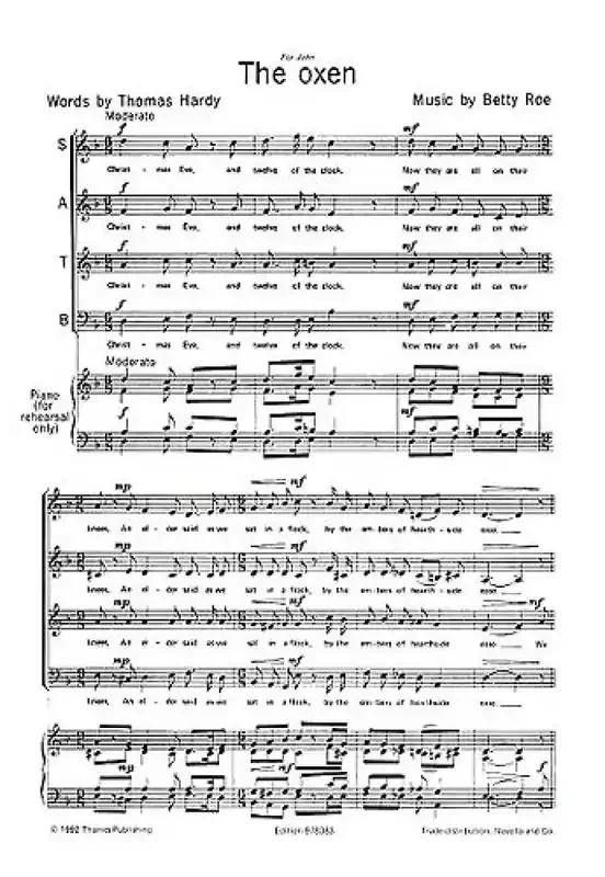 Betty Roe The Oxen Gemischter Chor mit Klavier/Orgel