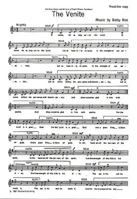 Betty Roe The Venite Gemischter Chor mit Begleitung