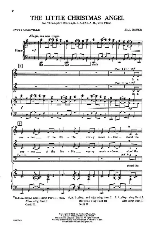 Bill Bauer Little Christmas Angel (Arr. Bill Bauer) Gemischter Chor mit Klavier/Orgel