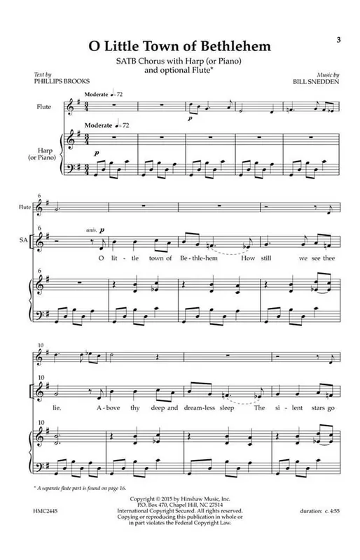 Bill Snedden O Little Town Of Bethlehem (Arr. Bill Snedden) Gemischter Chor mit Klavier/Orgel