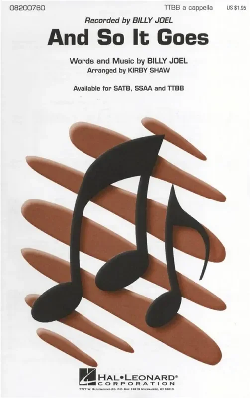 Billy Joel And So It Goes (Arr. Kirby Shaw) Männerchor mit Begleitung