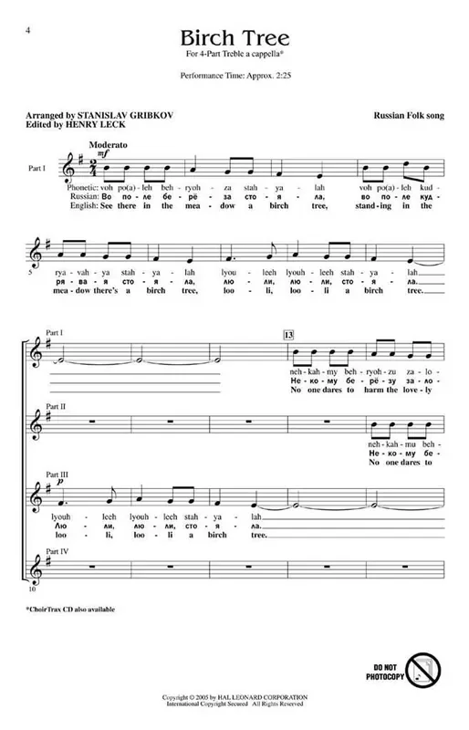 Birch Tree (Arr. Henry Leck) Gemischter Chor mit Begleitung