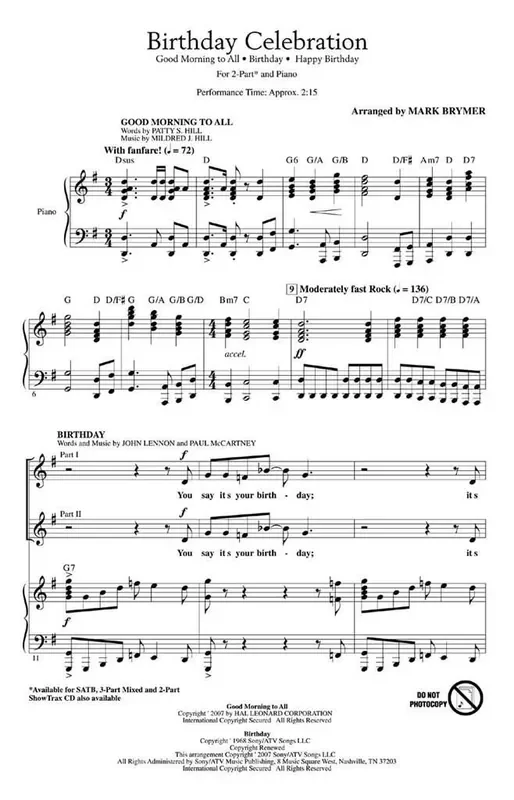 Birthday Celebration (Arr. Mark Brymer) Frauenchor mit Begleitung