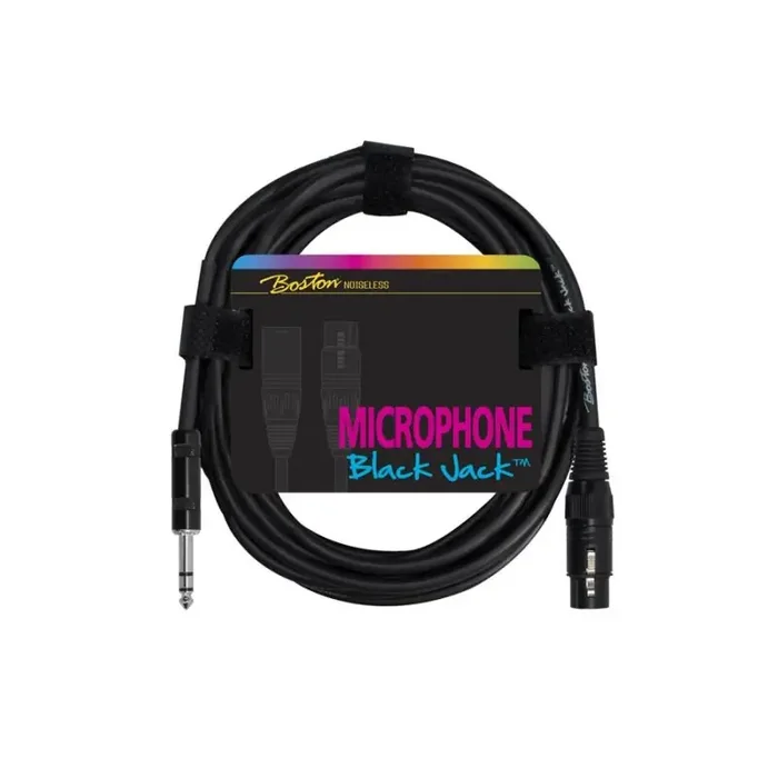 Black Jack microfoonkabel, zwart, 1 meter, 1x XLR3f + 1 x jack 3-polig gebalanceerd