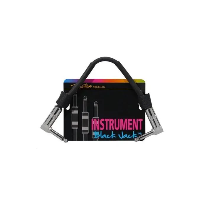 Black Jack patch kabel, zwart, 0,15 meter, 2 x haakse metalen jack