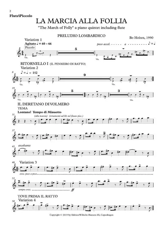 Bo Holten La Marcia alla Follia (Parts) Kammerensemble