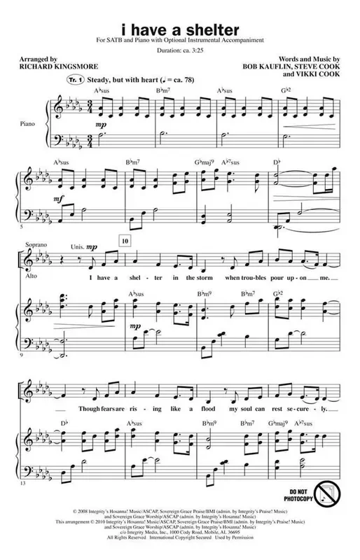 Bob Kauflin I Have a Shelter (Arr. Richard Kingsmore) Gemischter Chor mit Begleitung