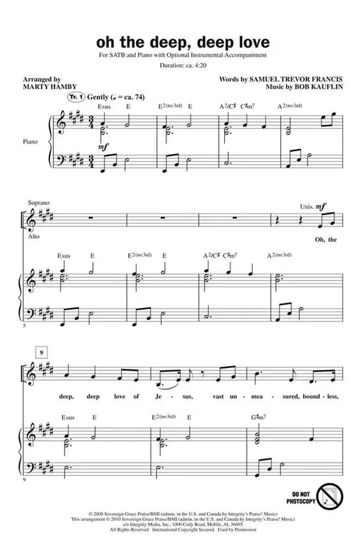 Bob Kauflin Oh the Deep, Deep Love (Arr. Marty Hamby) Gemischter Chor mit Begleitung