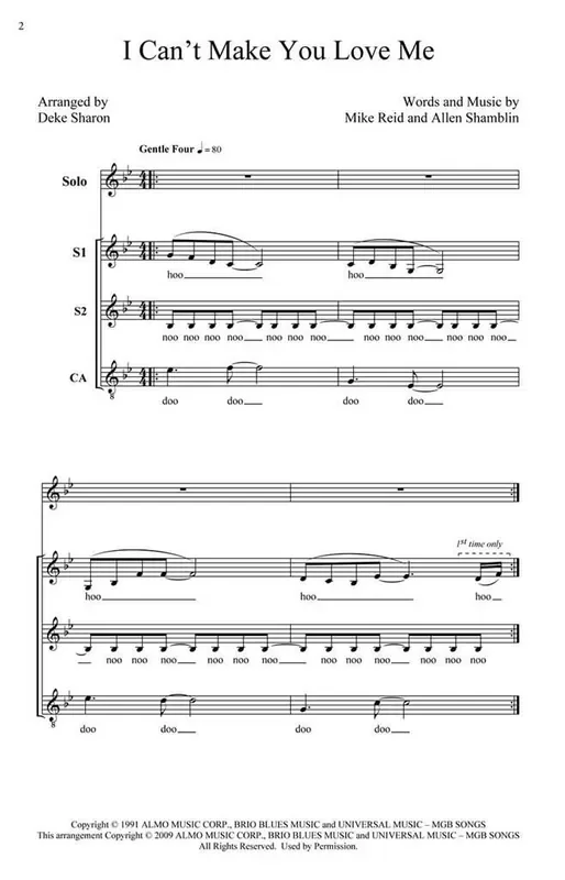 Bonnie Raitt I Can‘t Make You Love Me (Arr. Deke Sharon) Frauenchor A cappella