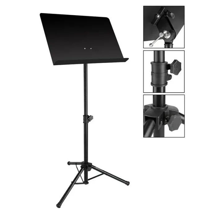 Boston metal music stand, black, solid desk, desk size 48x35cm