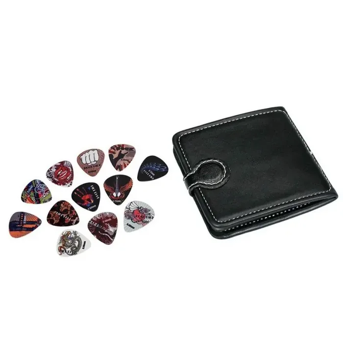 Boston pick pouch, black, PVC, with 12 celluloid picks