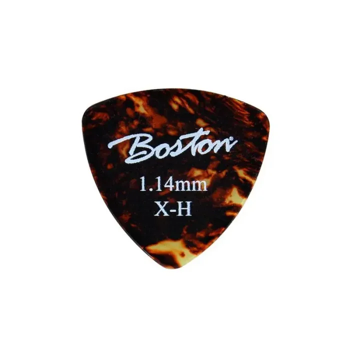 Boston picks, celluloid, tortoise, standard triangle model, 24-pack, extra heavy, 1.14 mm.