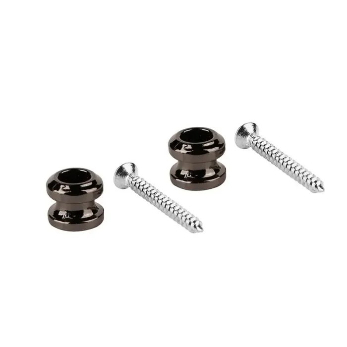 Boston straplock button with screws, 2 pcs, black chrome