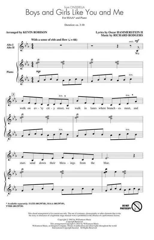 Boys and Girls Like You and Me (Arr. Kevin Robison) Frauenchor mit Begleitung