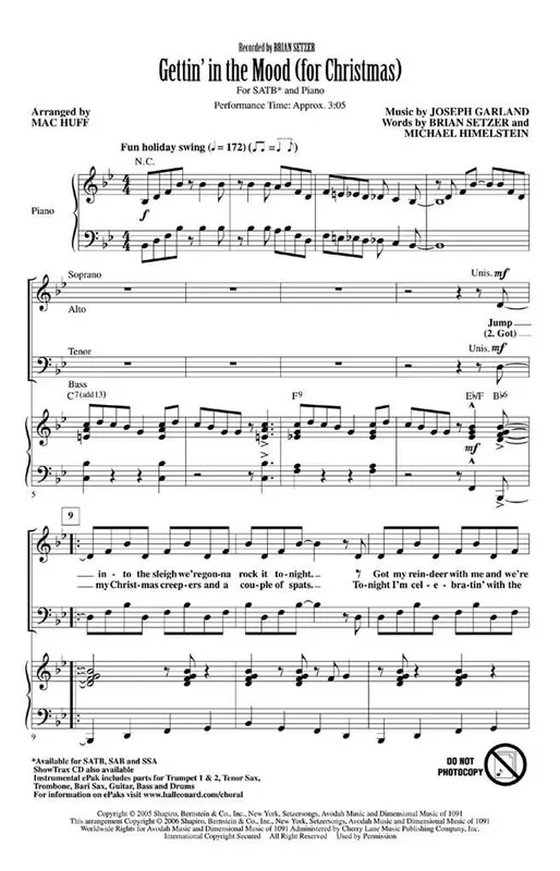 Brian Setzer Gettin‘ in the Mood – For Christmas (Arr. Mac Huff) Gemischter Chor mit Begleitung