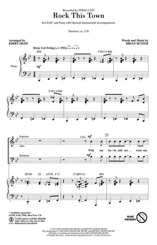 Brian Setzer Rock This Town (Arr. Kirby Shaw) Gemischter Chor mit Begleitung