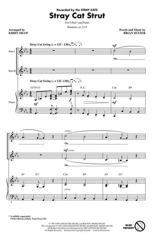 Brian Setzer Stray Cat Strut (Arr. Kirby Shaw) Frauenchor mit Begleitung