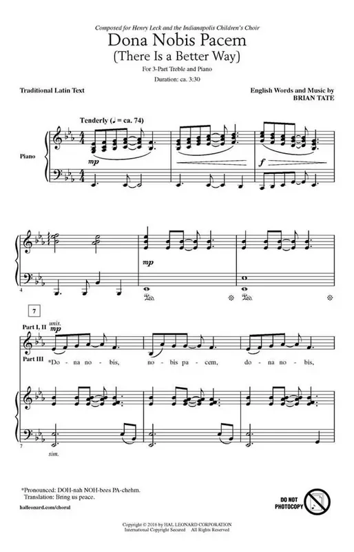 Brian Tate Dona Nobis Pacem Frauenchor mit Begleitung