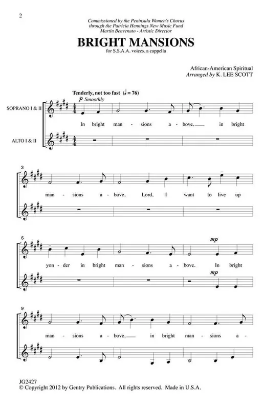Bright Mansions (Arr. K. Lee Scott) Frauenchor mit Begleitung