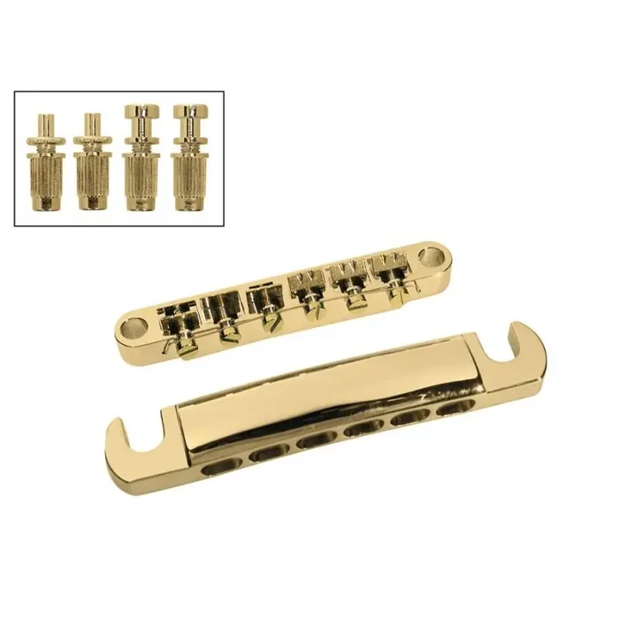 Brug and tailpiece set, 12-snarige, goudplated, met studs