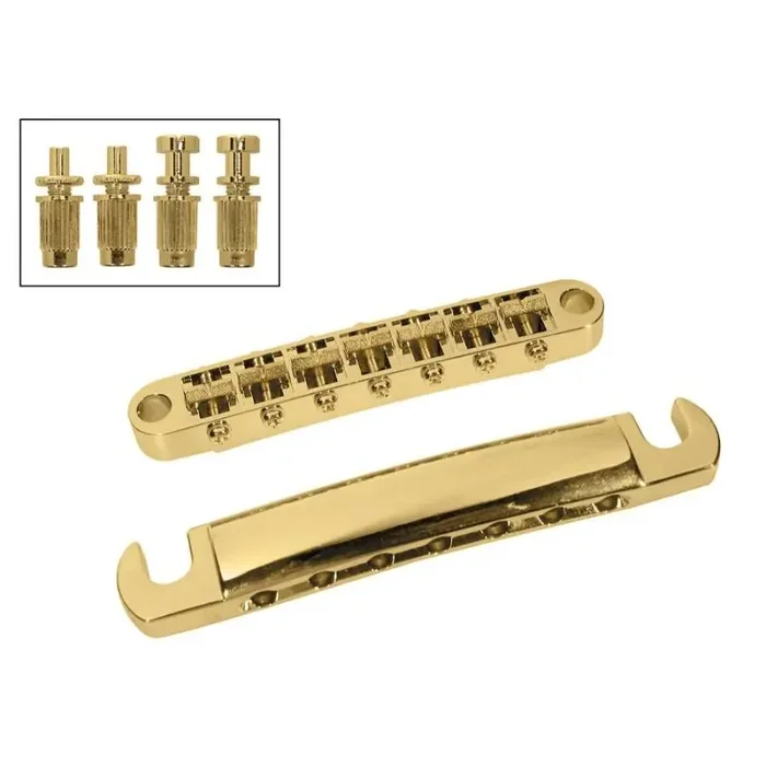 Brug and tailpiece set, 7-snarige, goudplated, met studs