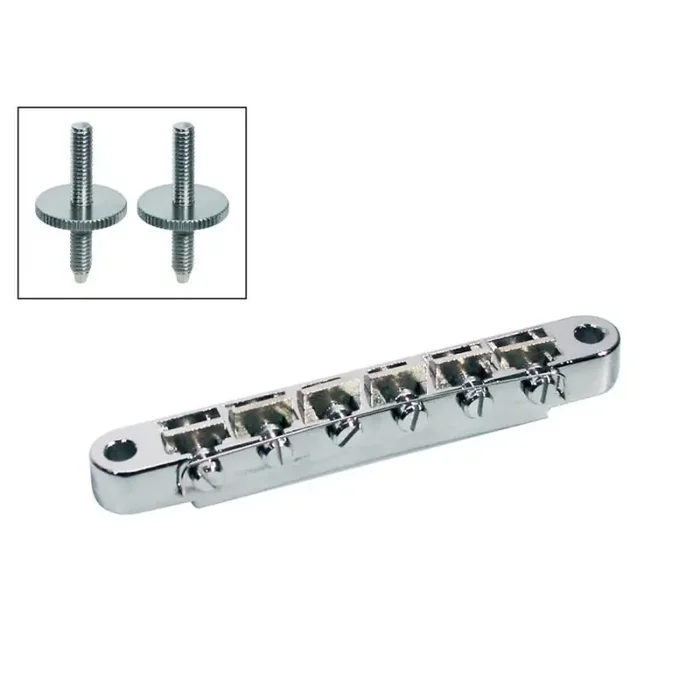 Brug voor e-gitaar, „tune‘o matic“, chroom, stud spacing 73,5mm, stud diam 4,5mm