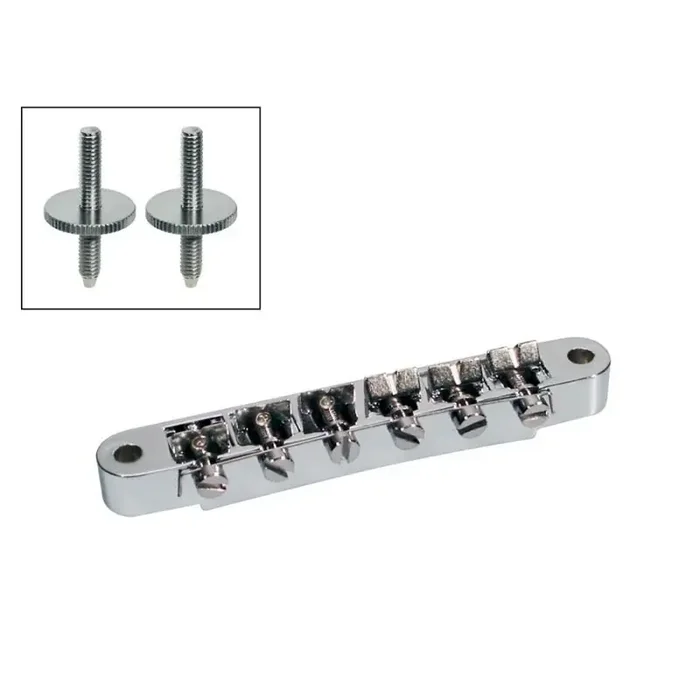 Brug voor e-gitaar, „tune‘o matic“, nikkel, stud spacing 74,0mm, stud diam 4,0mm