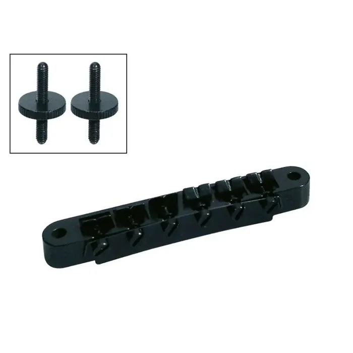 Brug voor e-gitaar, „tune‘o matic“, zwart, stud spacing 74,0mm, stud diam 4,0mm