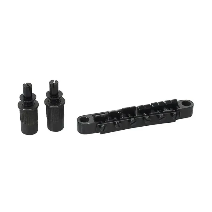 Brug voor e-gitaar, „tune‘o matic“, zwart, stud spacing 74,0mm, stud diam 6,0mm