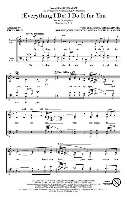 Bryan Adams (Everything I do) I do it for You (Arr. Kirby Shaw) Gemischter Chor mit Begleitung